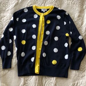 Crown & Ivy Navy, White & Yellow Polka Dot Sweater